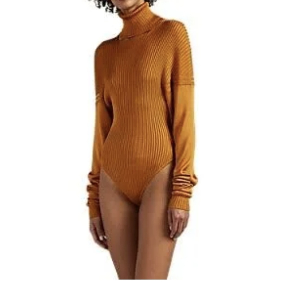 Original Bottega Veneta Orange Ribbed Bodysuit